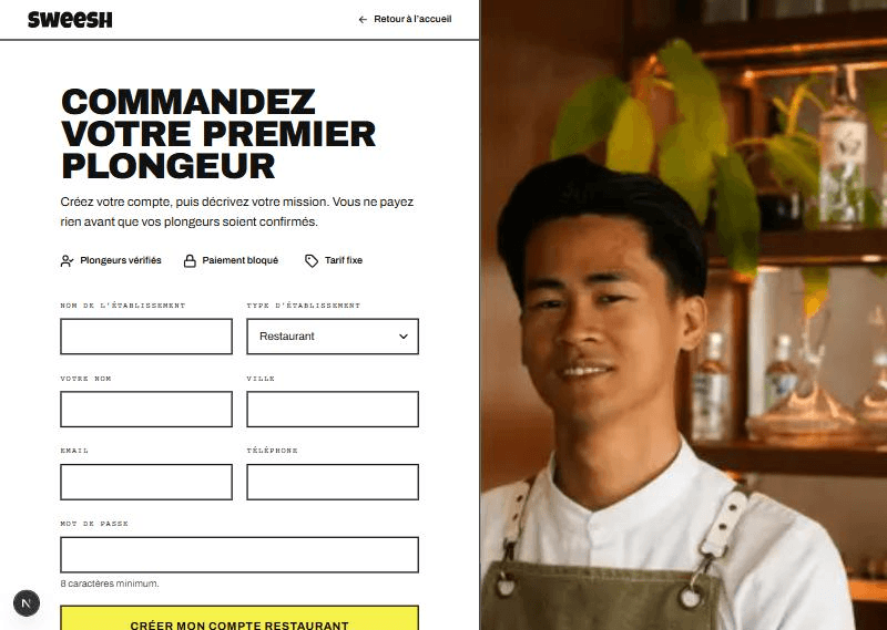 Le formulaire d’inscription établissement