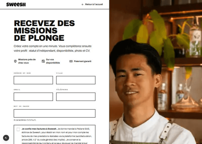 Le formulaire d’inscription plongeur